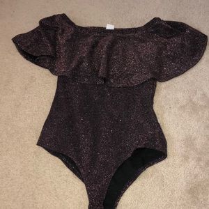 Off the shoulder sparkly body suit